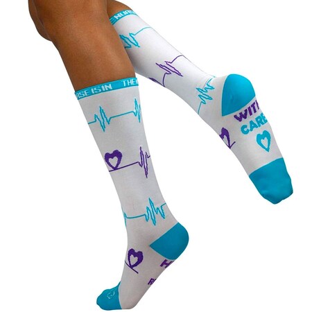 Zayaan Health Heartbeat Compression Socks, White, PR BLZH-CSHB-1WHB